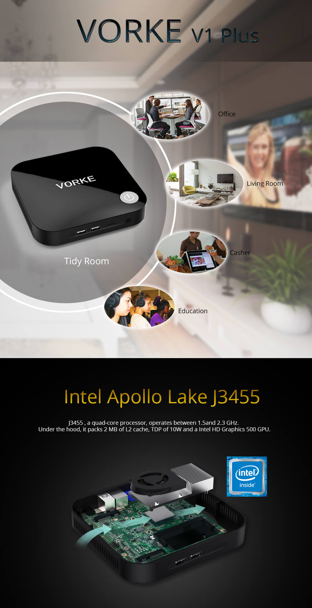 VORKE V1 Plus Intel Apollo Lake J3455 4K@60hz | BudgetStock